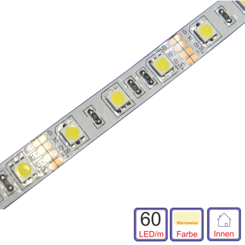 12 Volt High Power LED Strip Soft Weiss 300 x 5050 PLCC6  Chip 5m